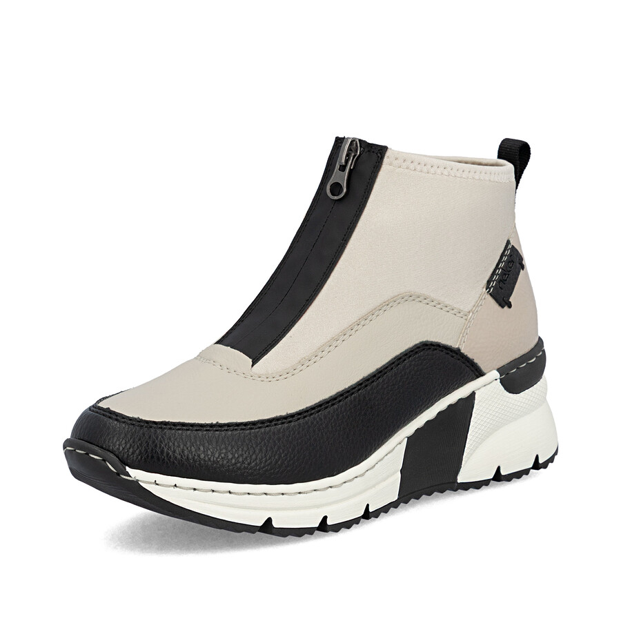 beige damen-stiefeletten mit reißverschluss rieker n6352-60