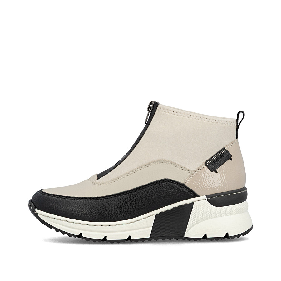 beige damen-stiefeletten mit reißverschluss rieker n6352-60