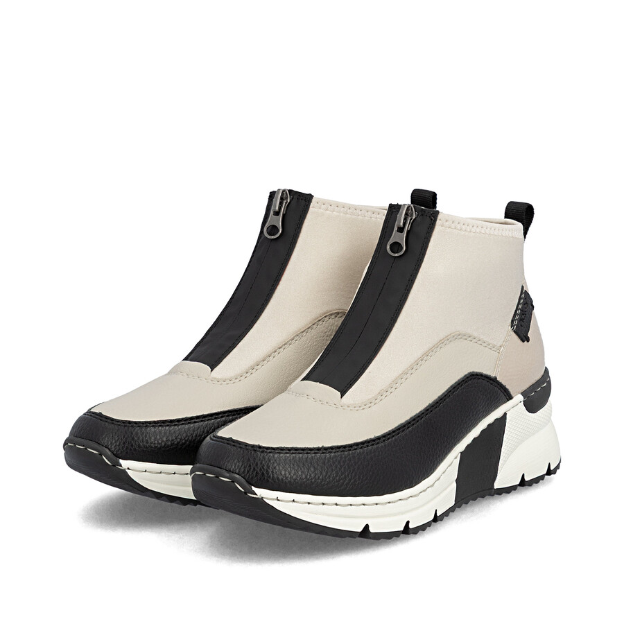 beige damen-stiefeletten mit reißverschluss rieker n6352-60