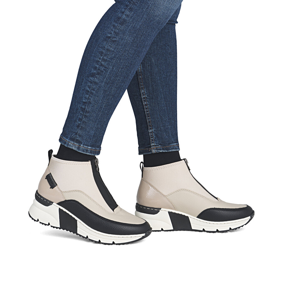 beige damen-stiefeletten mit reißverschluss rieker n6352-60