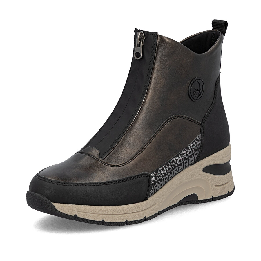 braune damen-stiefel mit reißverschluss rieker n9381-60