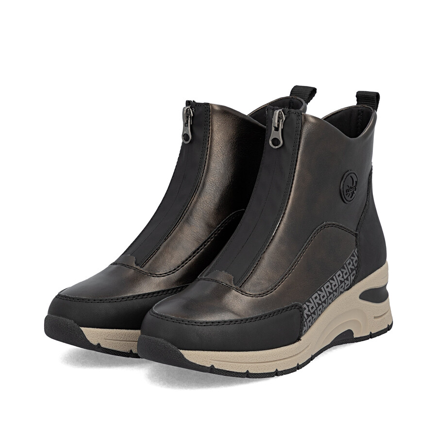 braune damen-stiefel mit reißverschluss rieker n9381-60