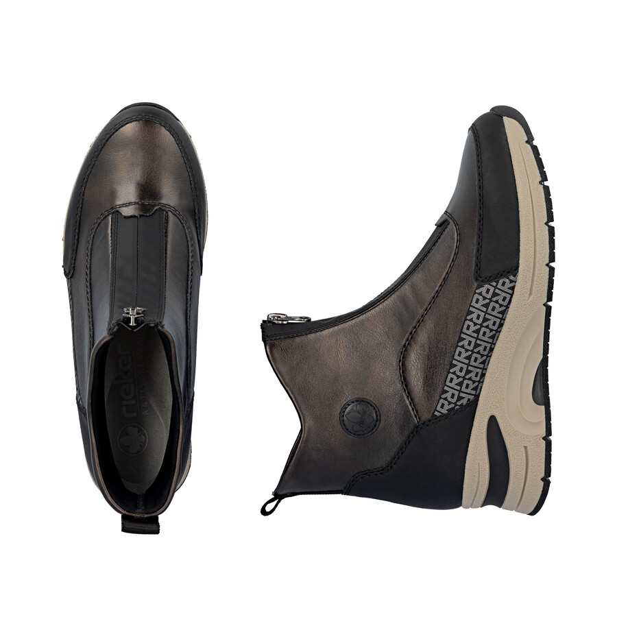 braune damen-stiefel mit reißverschluss rieker n9381-60