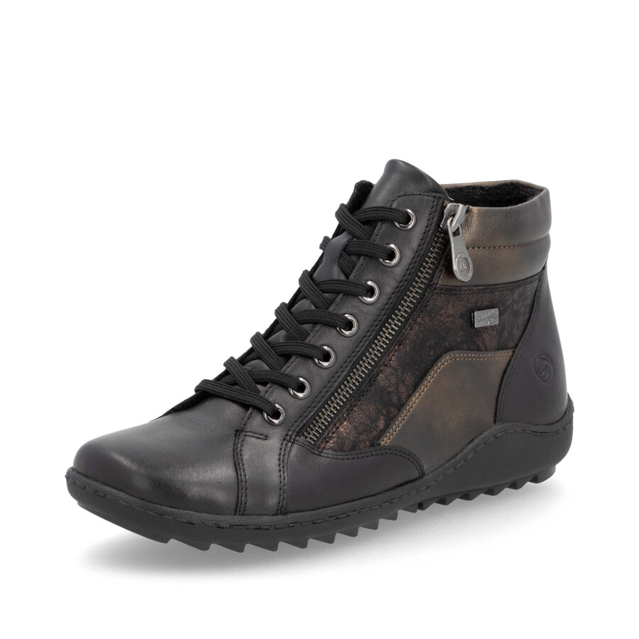 schwarze damen-stiefeletten mit reißverschluss remonte r1458-03