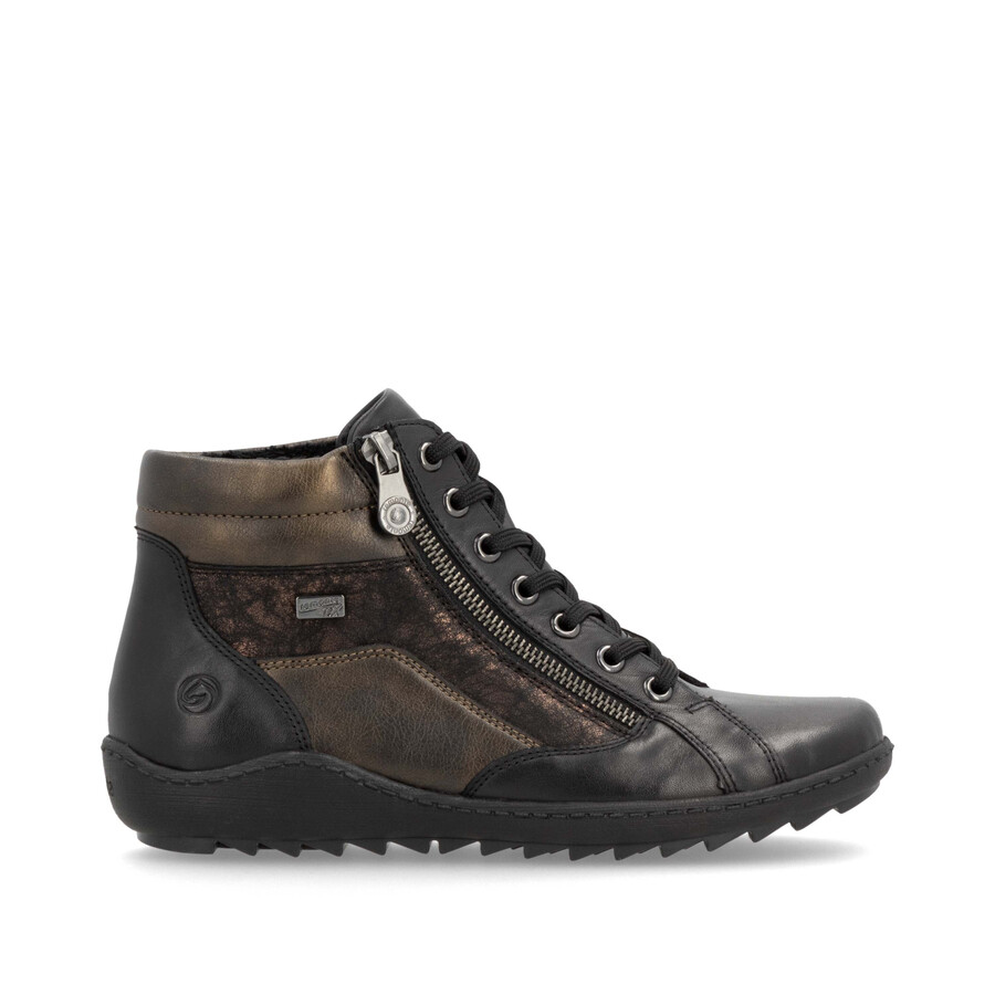schwarze damen-stiefeletten mit reißverschluss remonte r1458-03