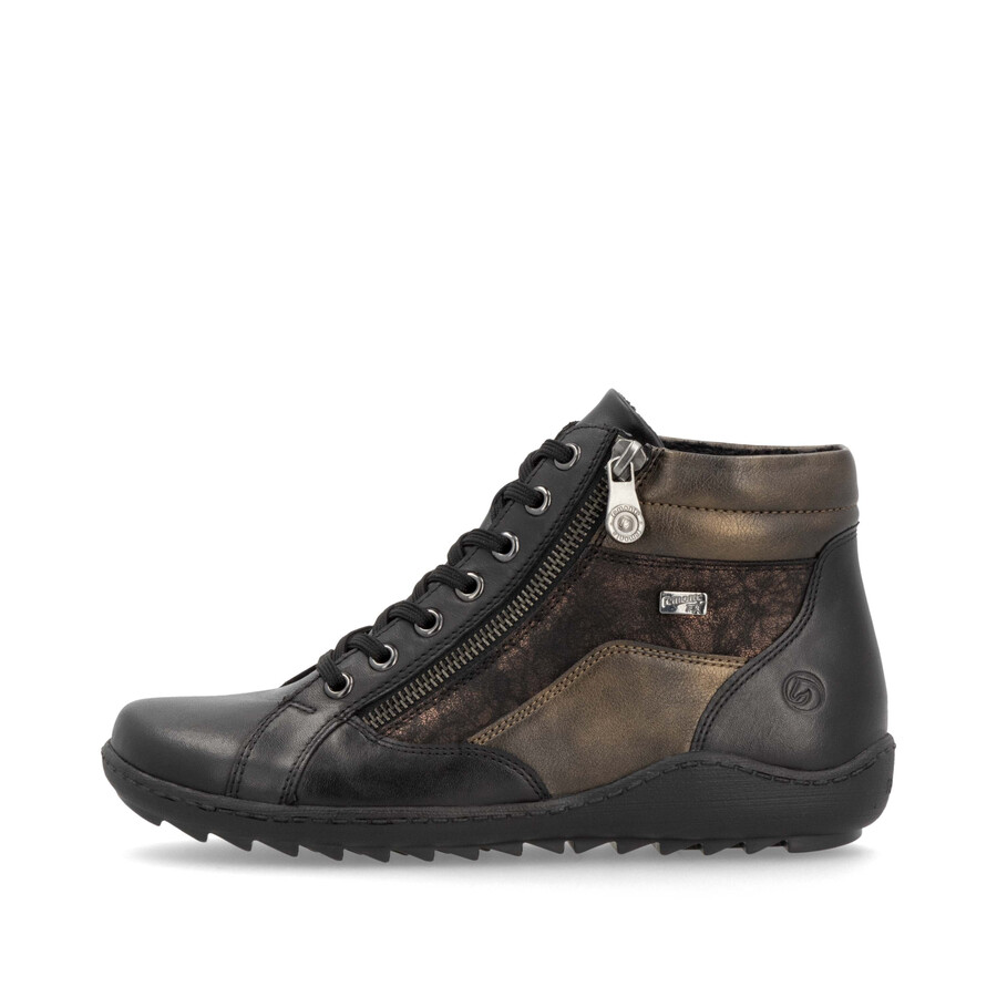 schwarze damen-stiefeletten mit reißverschluss remonte r1458-03