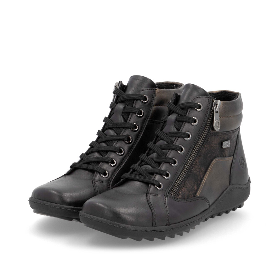 schwarze damen-stiefeletten mit reißverschluss remonte r1458-03