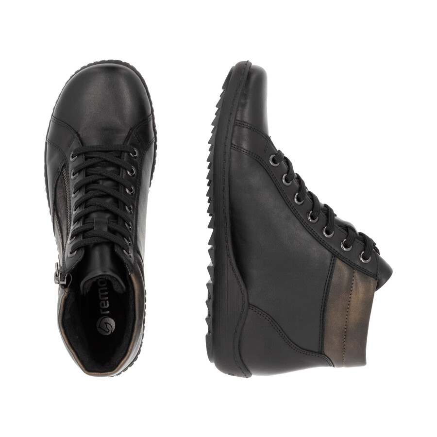 schwarze damen-stiefeletten mit reißverschluss remonte r1458-03