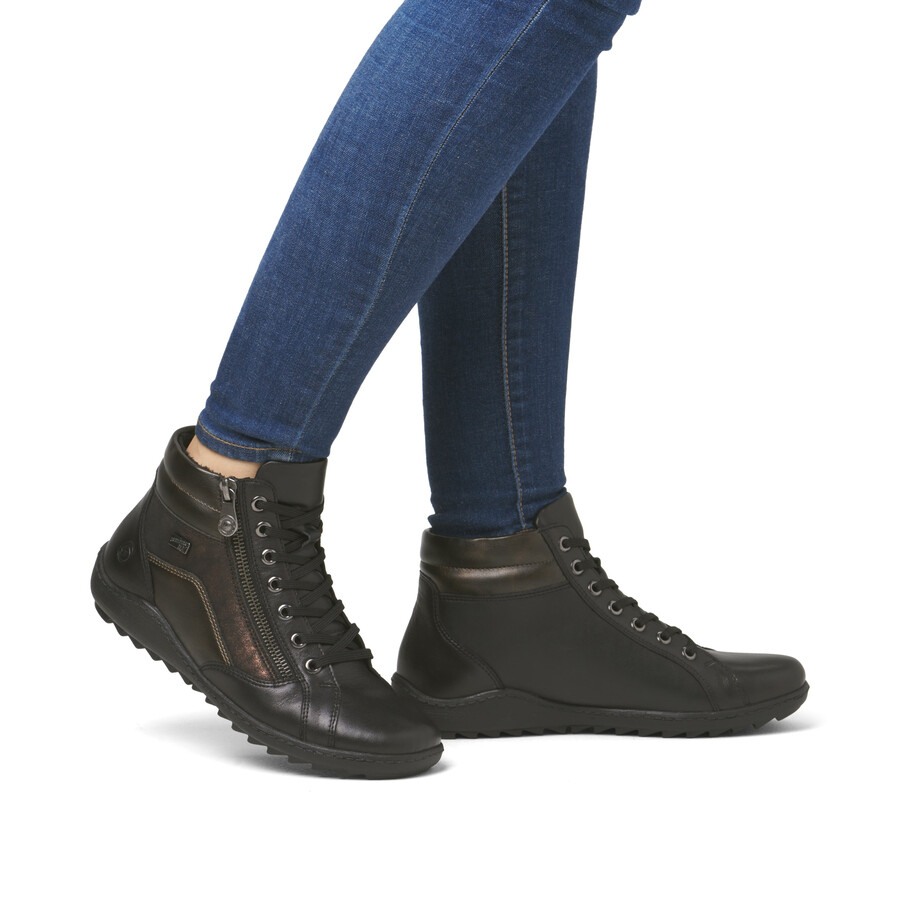 schwarze damen-stiefeletten mit reißverschluss remonte r1458-03