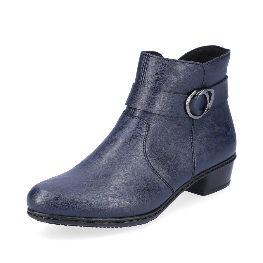 blaue damen-stiefel mit reißverschluss rieker y0775-14