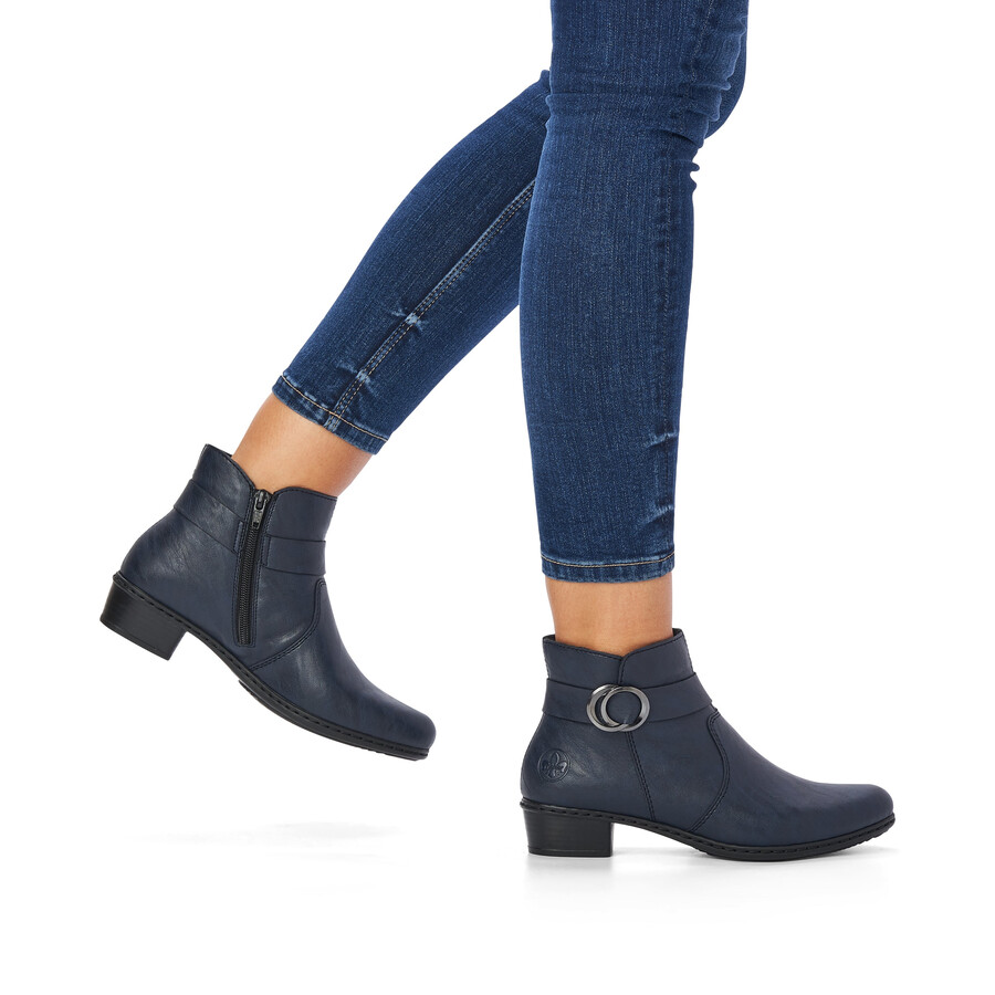 blaue damen-stiefel mit reißverschluss rieker y0775-14