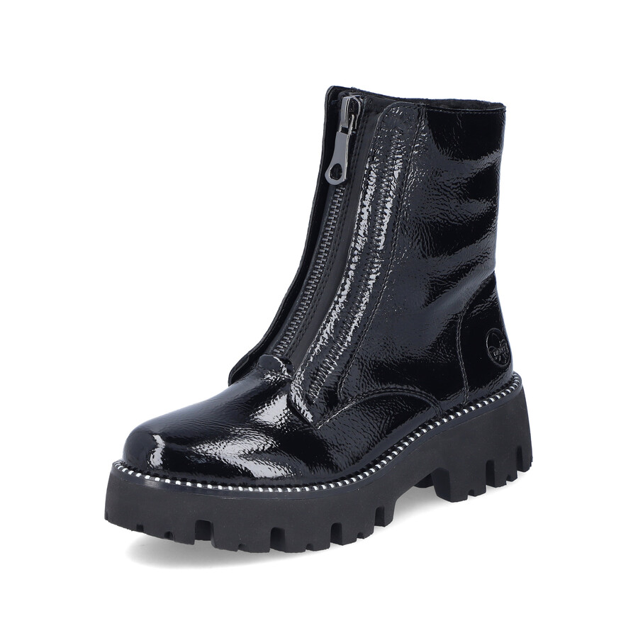 schwarze damen-stiefel mit reißverschluss rieker y3351-00