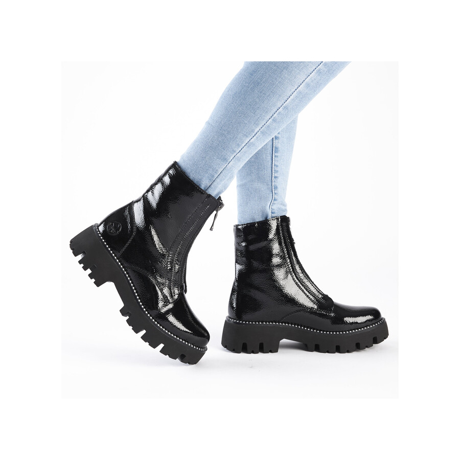 schwarze damen-stiefel mit reißverschluss rieker y3351-00