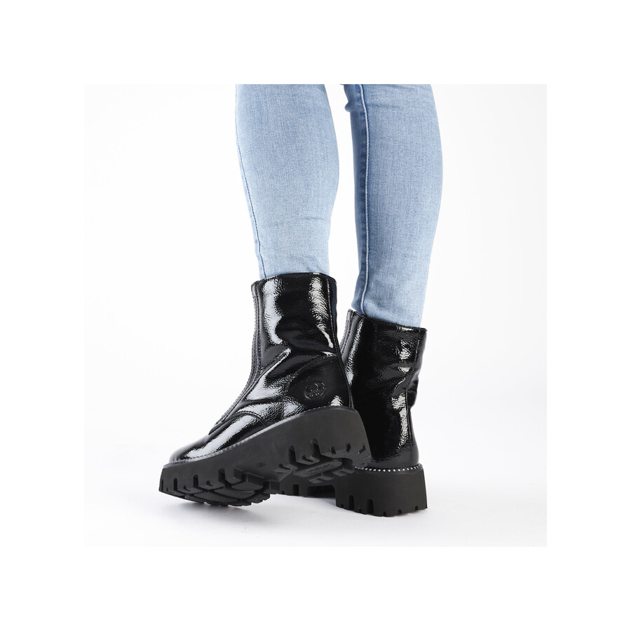 schwarze damen-stiefel mit reißverschluss rieker y3351-00