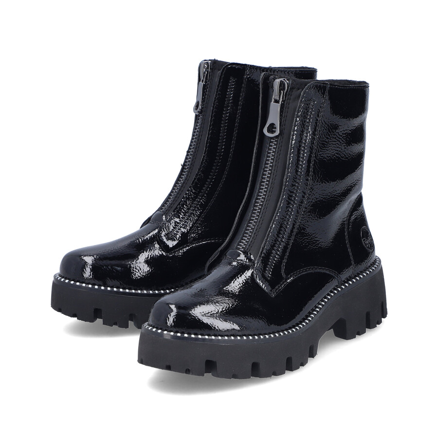 schwarze damen-stiefel mit reißverschluss rieker y3351-00