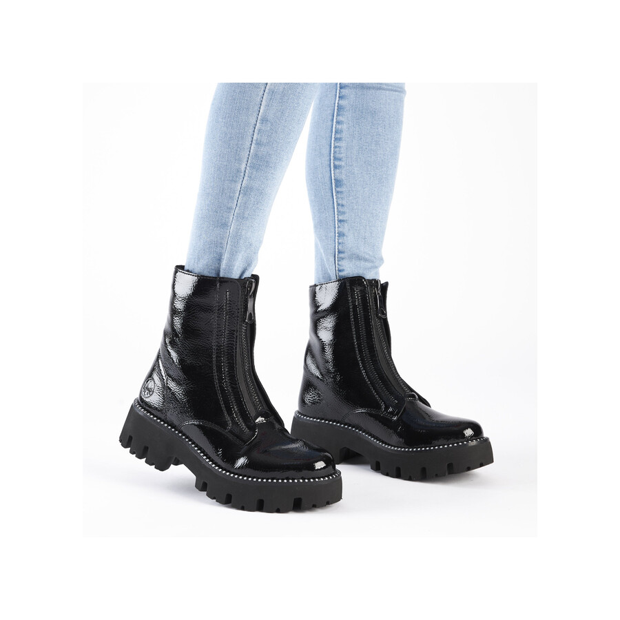 schwarze damen-stiefel mit reißverschluss rieker y3351-00