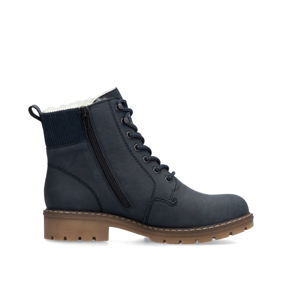 blaue damen-stiefel mit reißverschluss rieker y9102-14