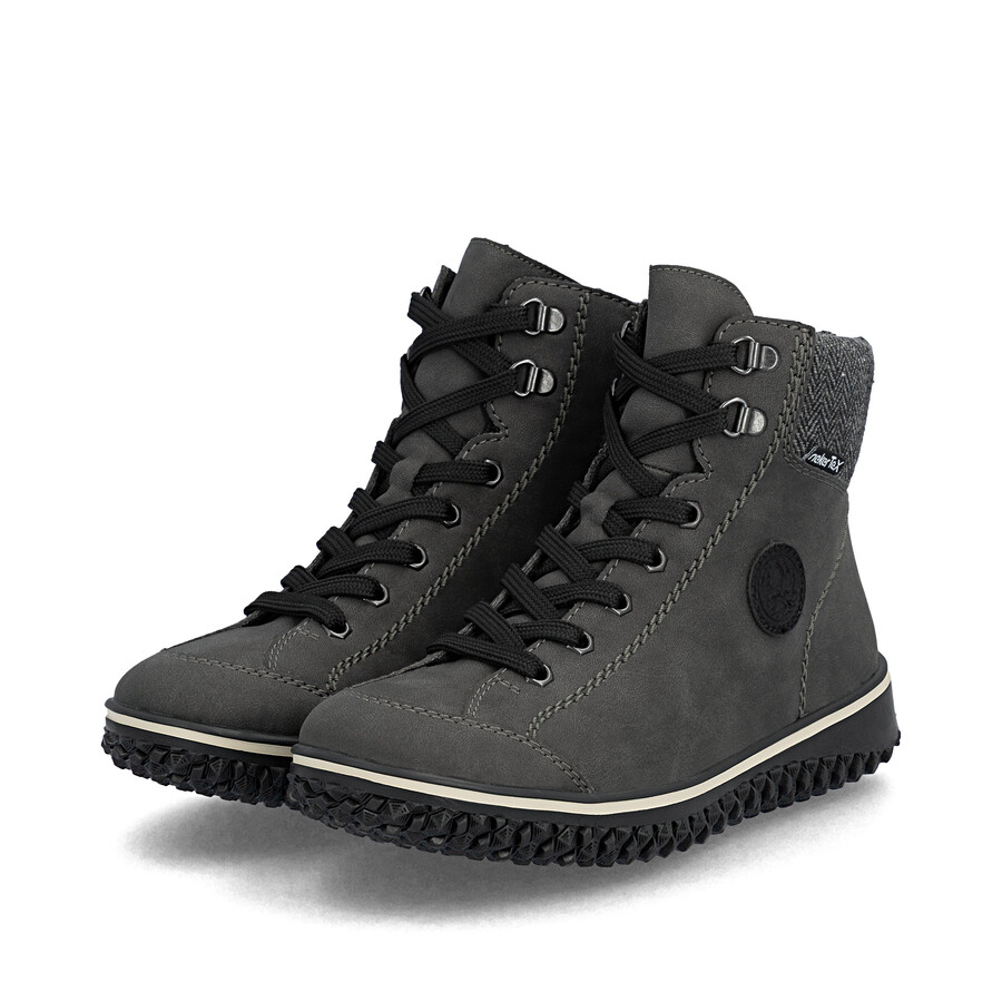 graue damen-stiefel mit reißverschluss rieker z4251-45
