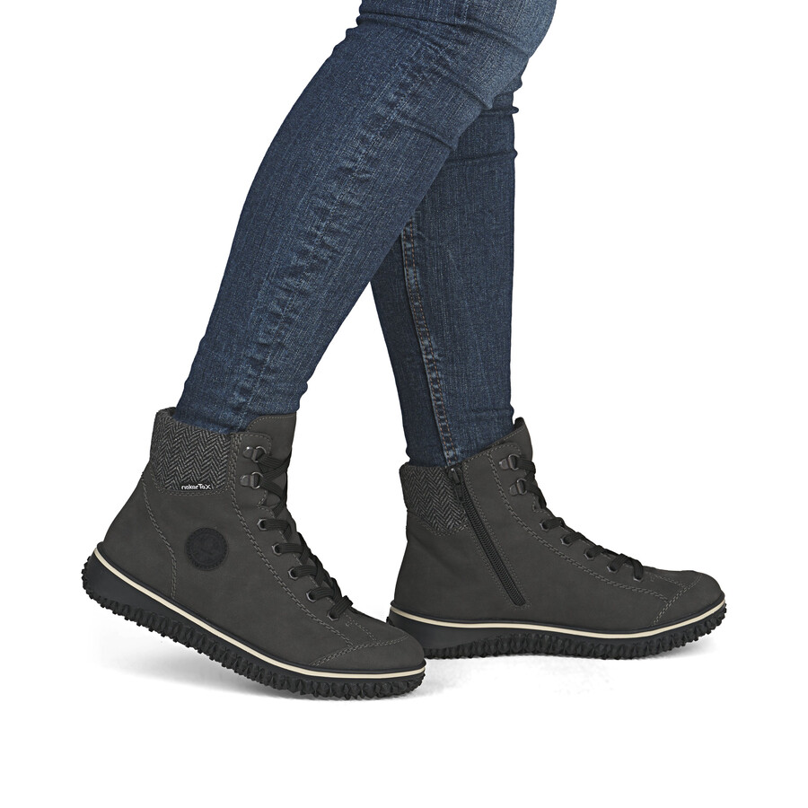 graue damen-stiefel mit reißverschluss rieker z4251-45
