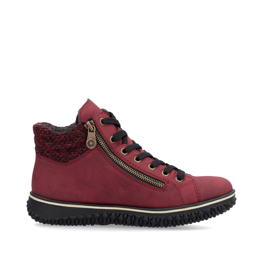 rote damen-stiefel mit reißverschluss rieker z4263-35