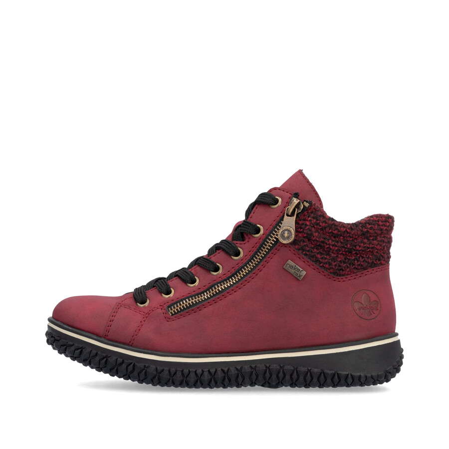 rote damen-stiefel mit reißverschluss rieker z4263-35