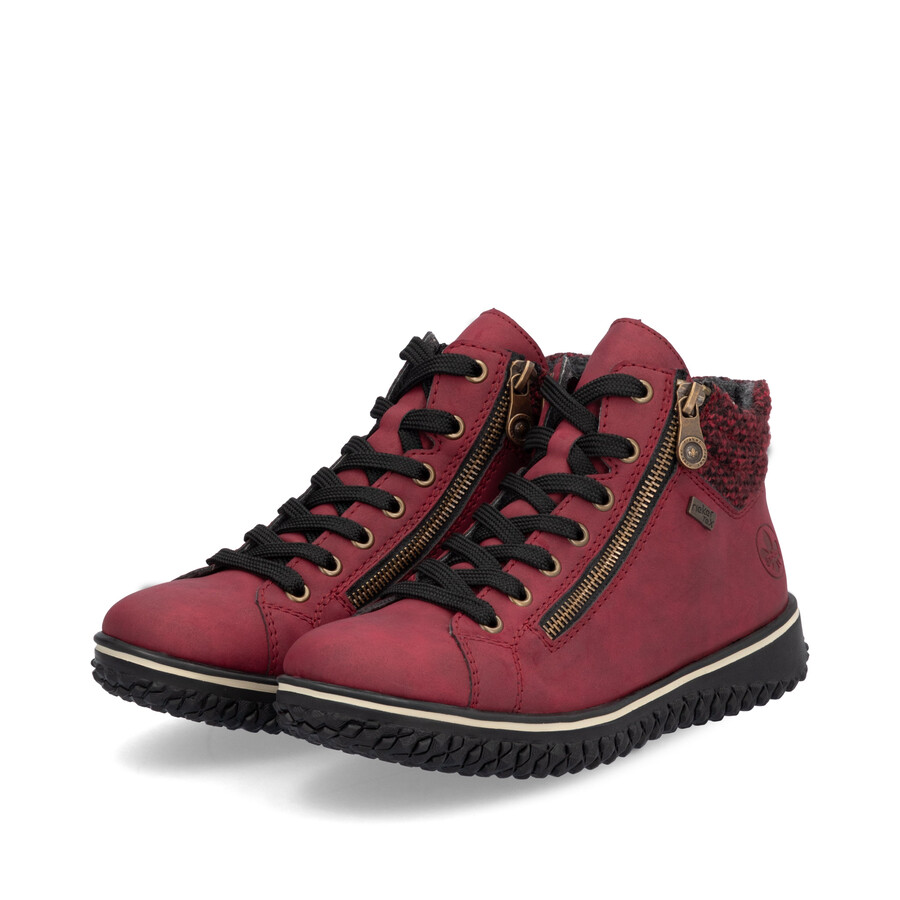 rote damen-stiefel mit reißverschluss rieker z4263-35