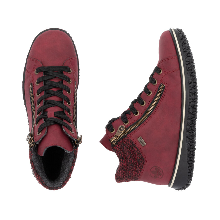 rote damen-stiefel mit reißverschluss rieker z4263-35