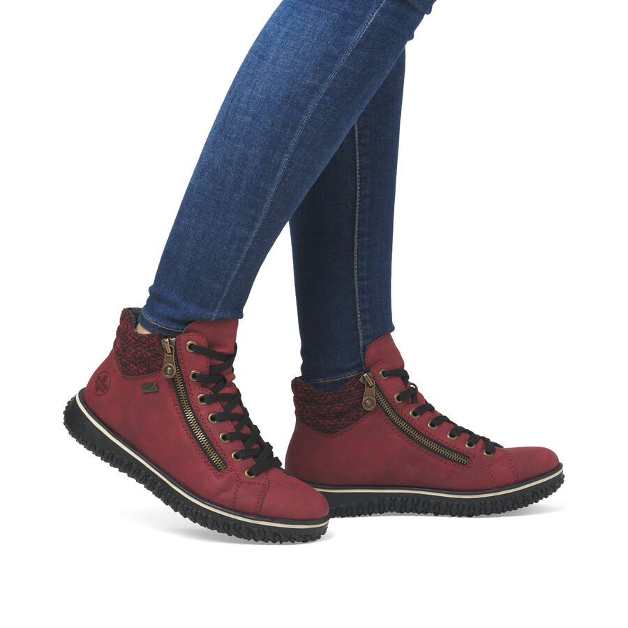 rote damen-stiefel mit reißverschluss rieker z4263-35
