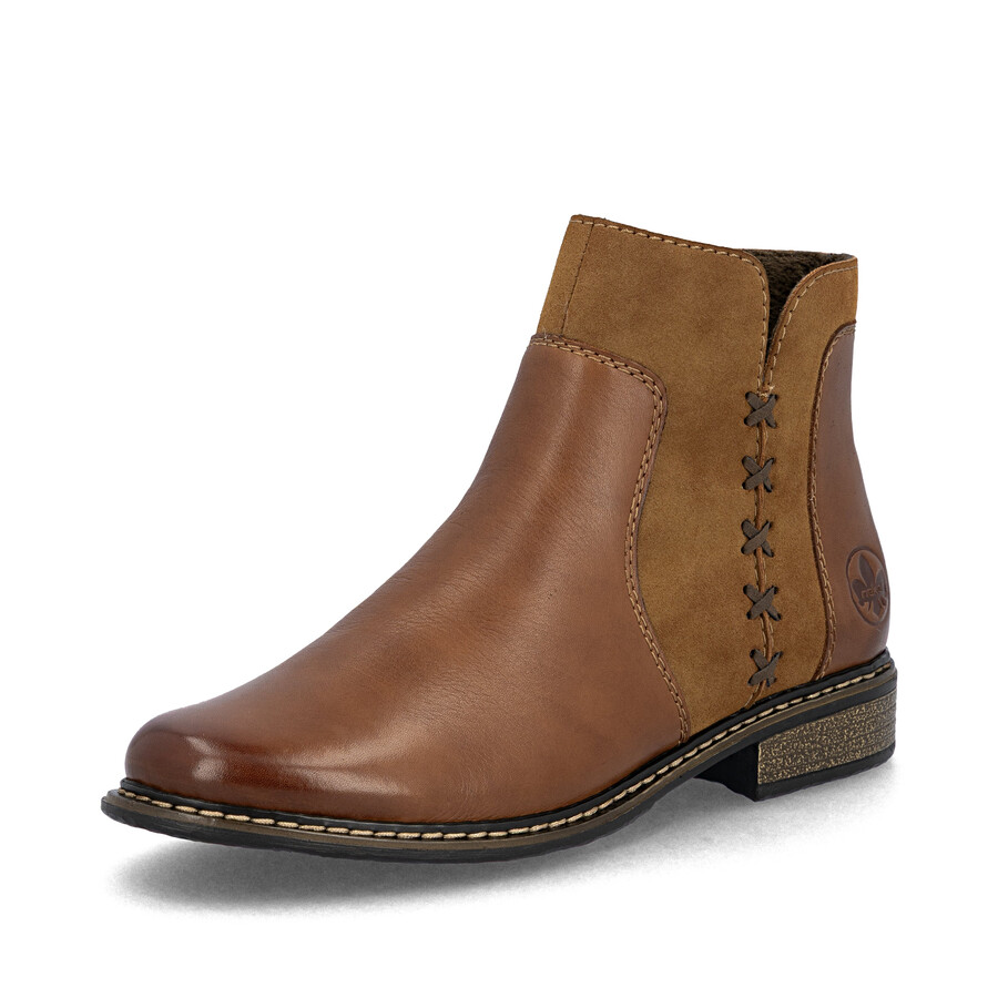 braune damen-stiefel mit reißverschluss rieker z4951-24