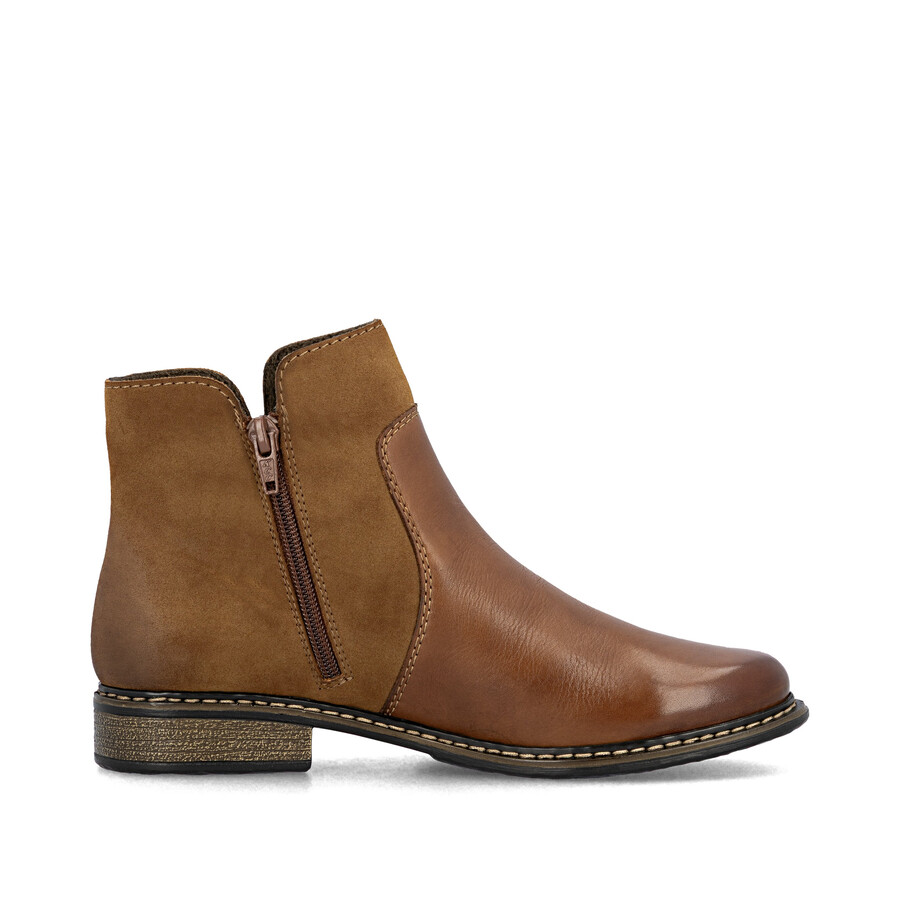 braune damen-stiefel mit reißverschluss rieker z4951-24