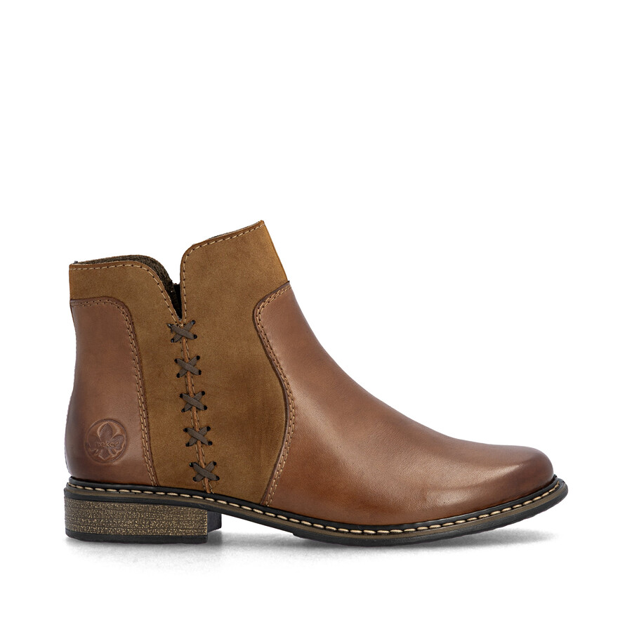 braune damen-stiefel mit reißverschluss rieker z4951-24
