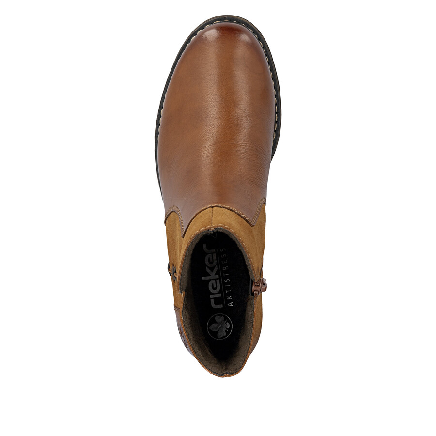 braune damen-stiefel mit reißverschluss rieker z4951-24