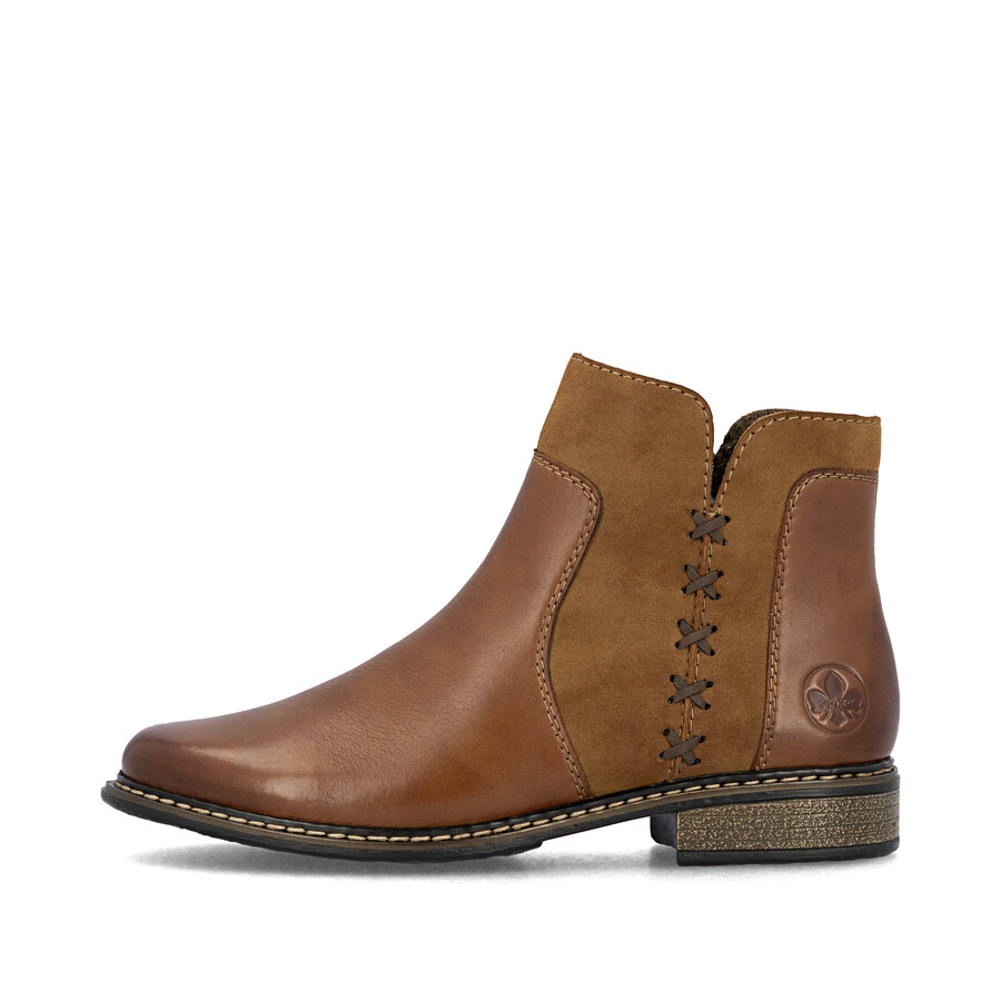 braune damen-stiefel mit reißverschluss rieker z4951-24