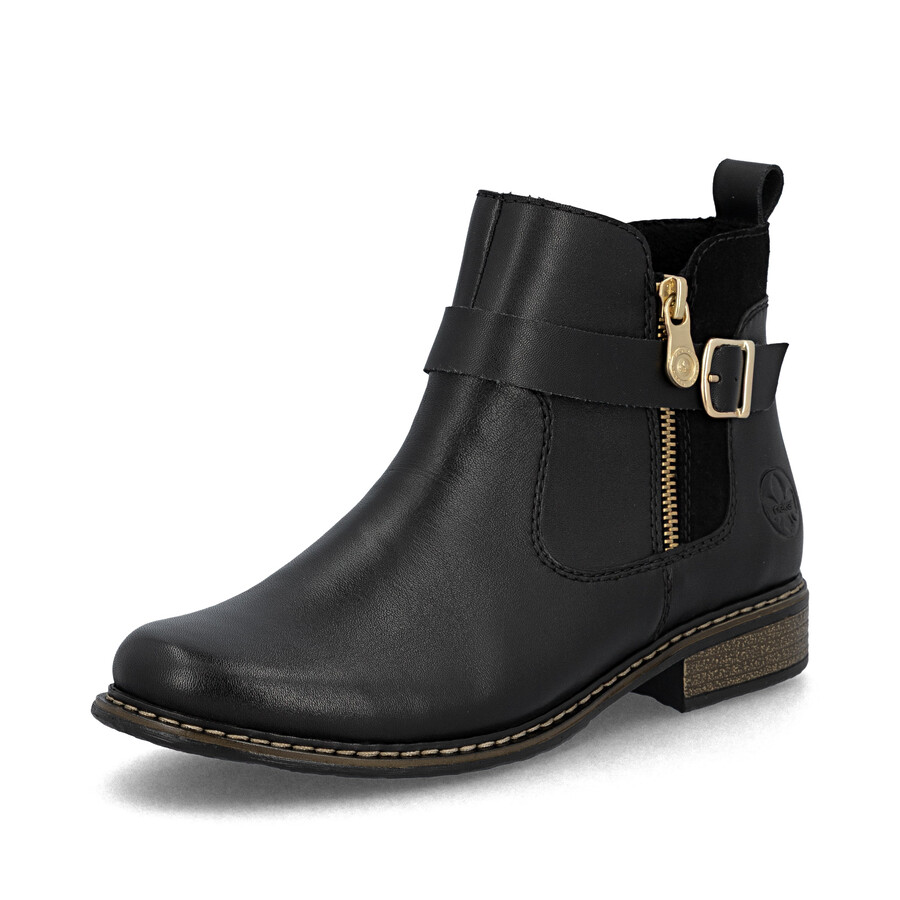 schwarze damen-stiefel mit reißverschluss rieker z4959-00