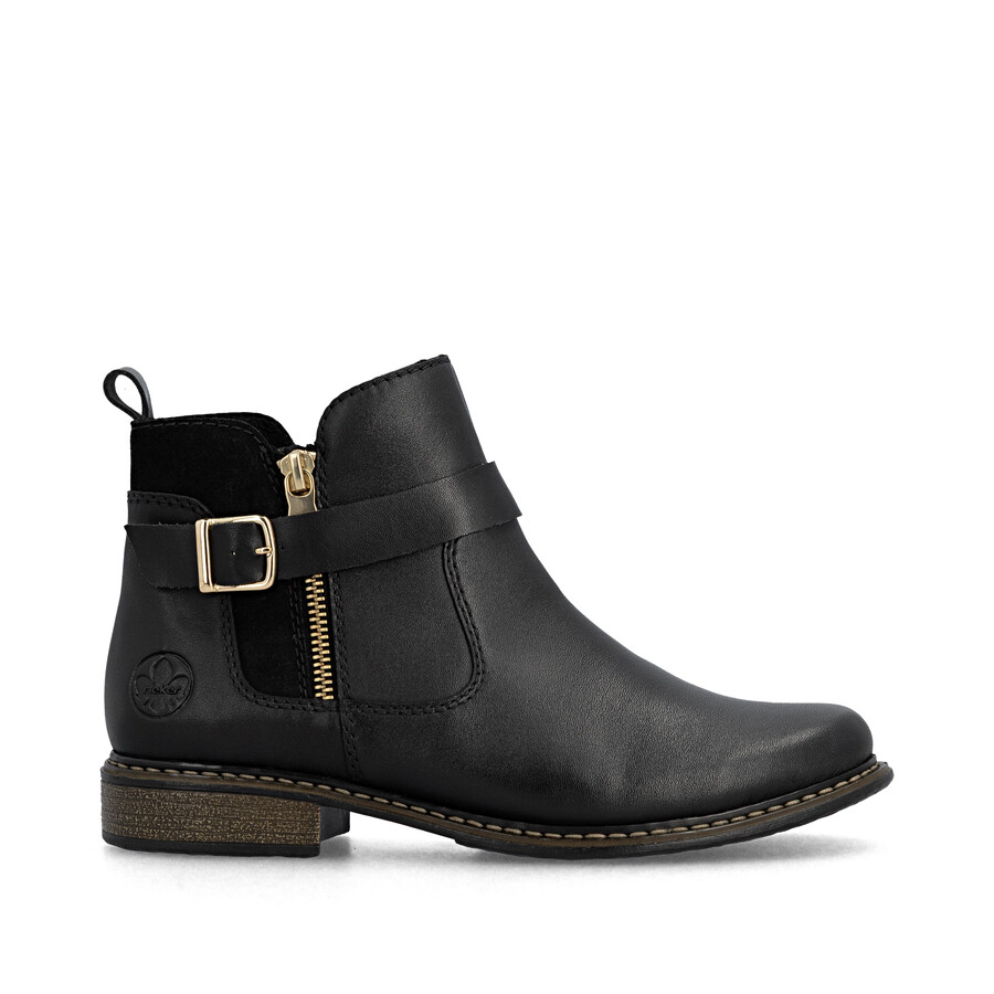 schwarze damen-stiefel mit reißverschluss rieker z4959-00
