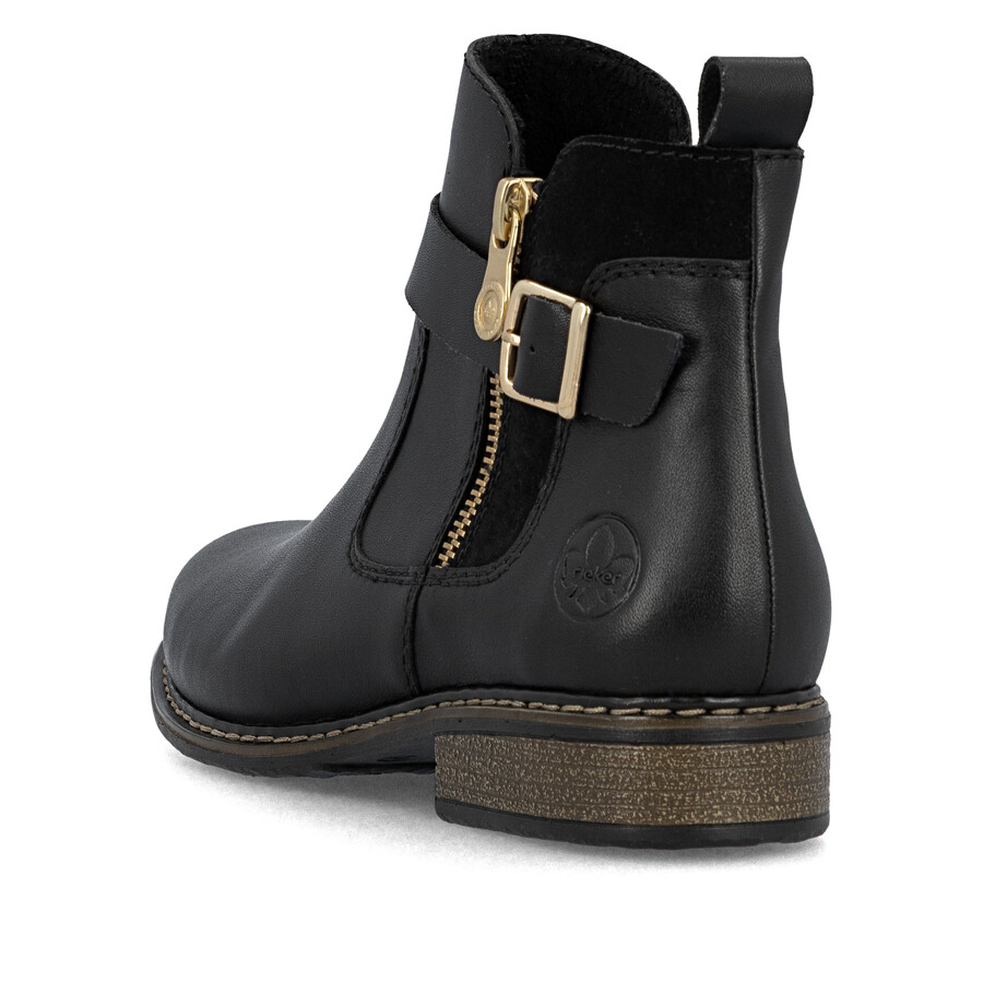 schwarze damen-stiefel mit reißverschluss rieker z4959-00