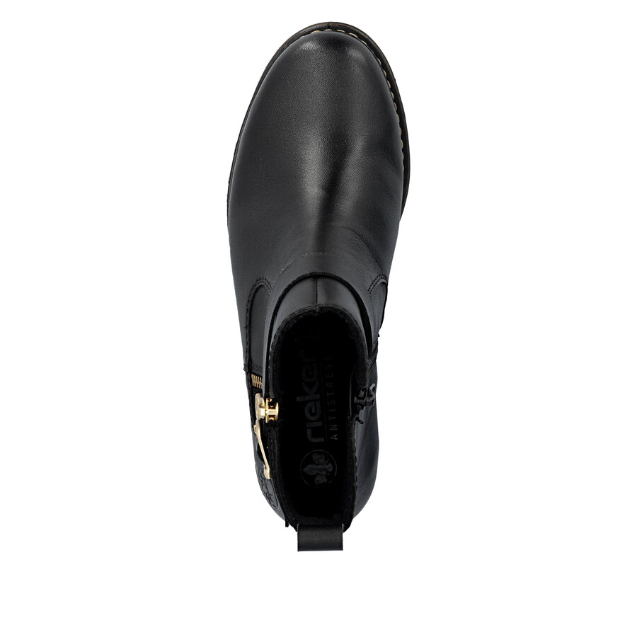 schwarze damen-stiefel mit reißverschluss rieker z4959-00