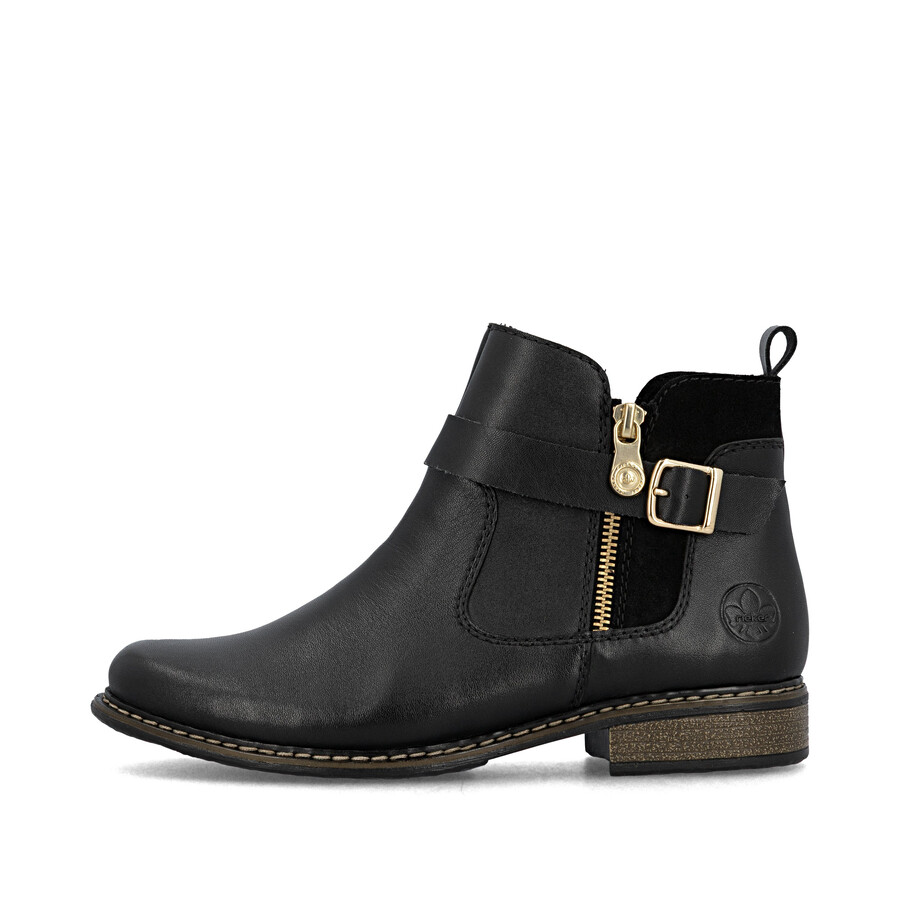 schwarze damen-stiefel mit reißverschluss rieker z4959-00
