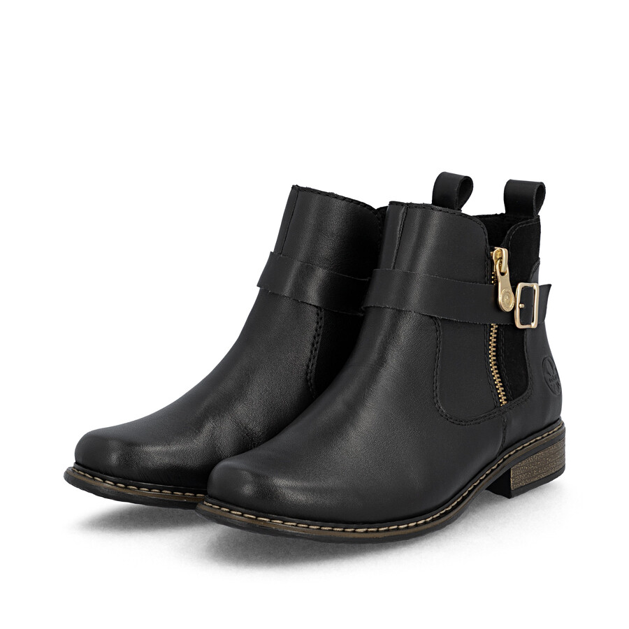 schwarze damen-stiefel mit reißverschluss rieker z4959-00