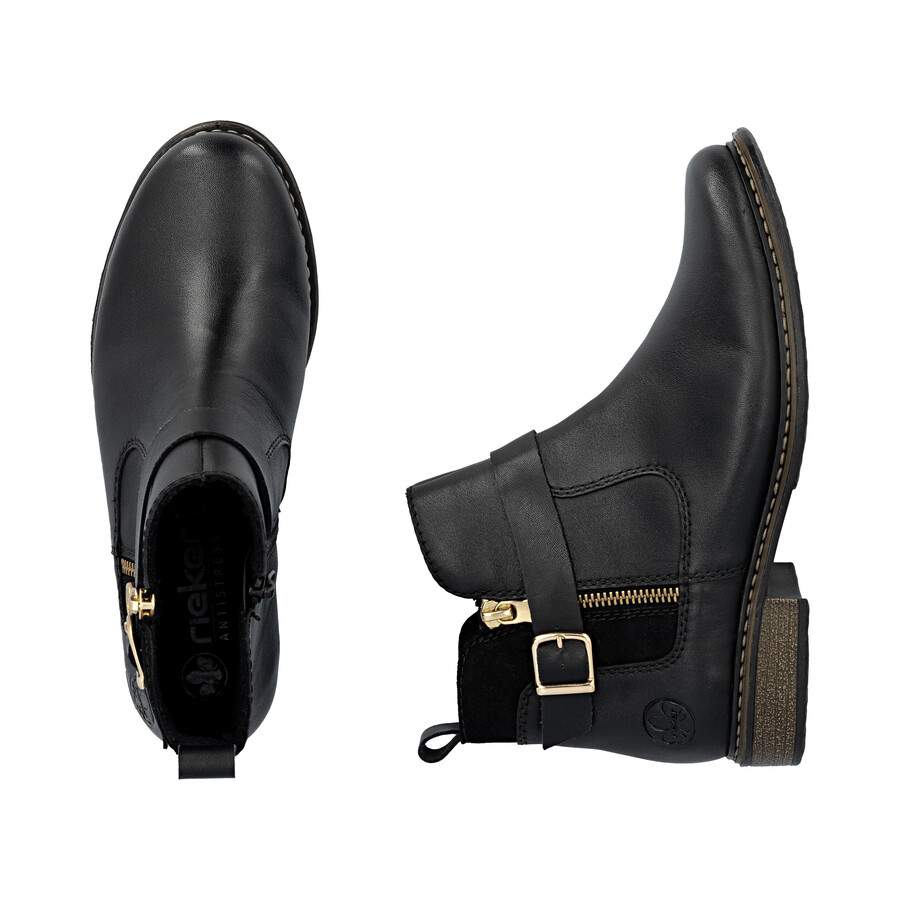 schwarze damen-stiefel mit reißverschluss rieker z4959-00