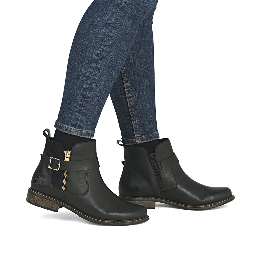 schwarze damen-stiefel mit reißverschluss rieker z4959-00