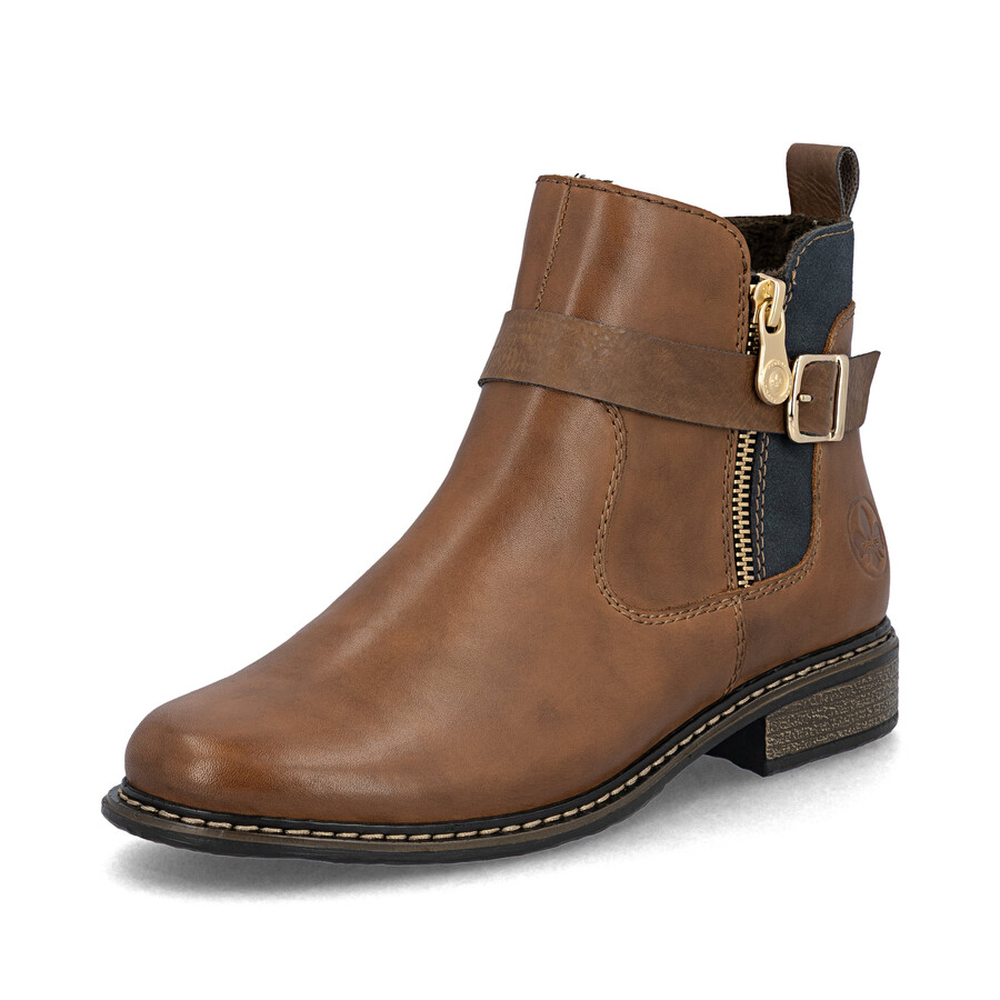 braune damen-stiefel mit reißverschluss rieker z4959-22