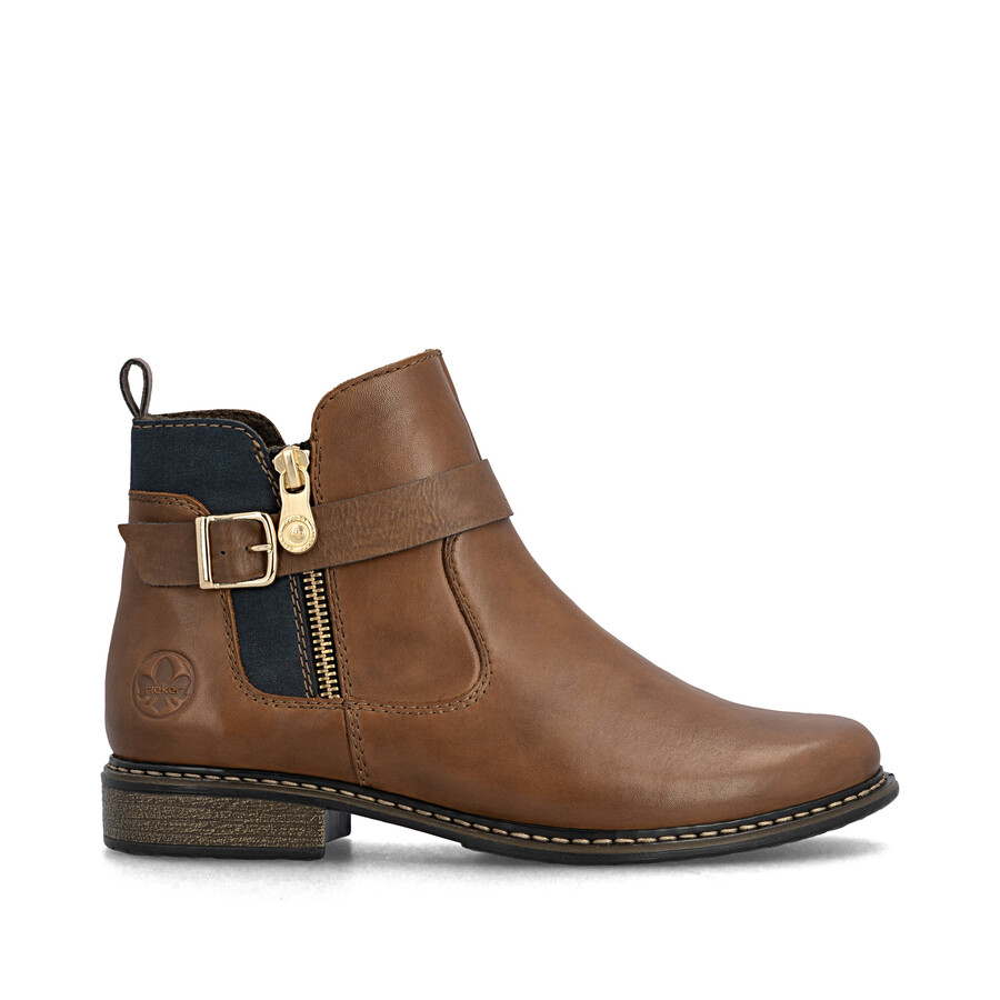 braune damen-stiefel mit reißverschluss rieker z4959-22