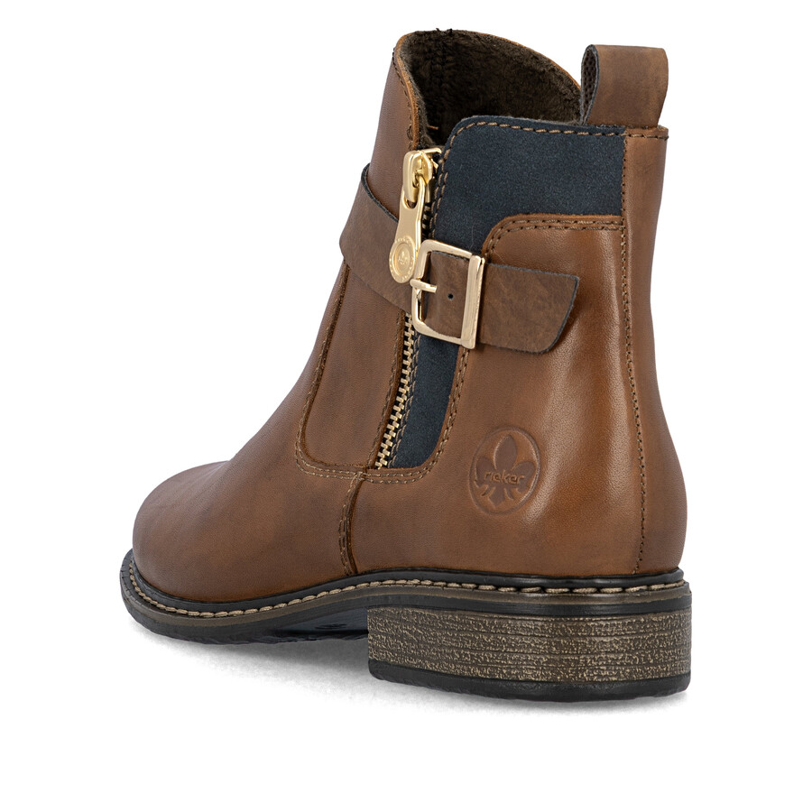 braune damen-stiefel mit reißverschluss rieker z4959-22