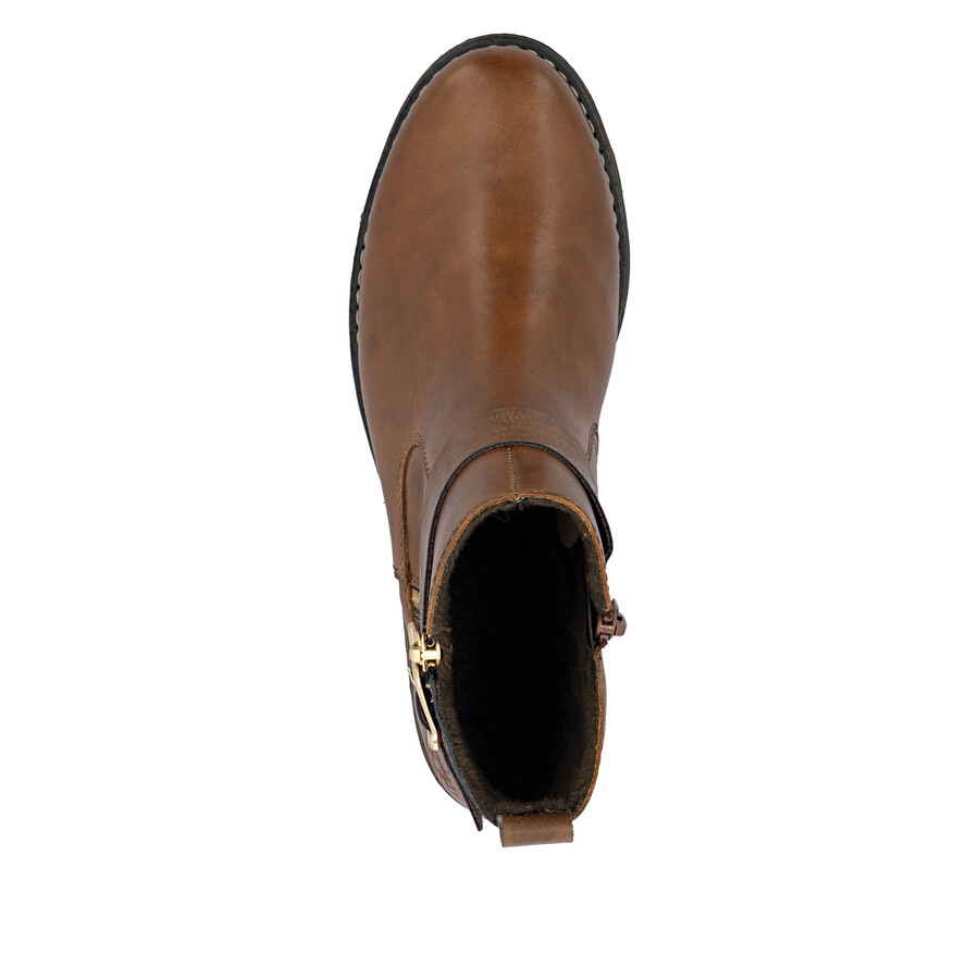 braune damen-stiefel mit reißverschluss rieker z4959-22