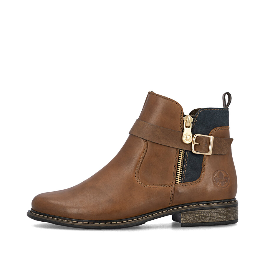 braune damen-stiefel mit reißverschluss rieker z4959-22