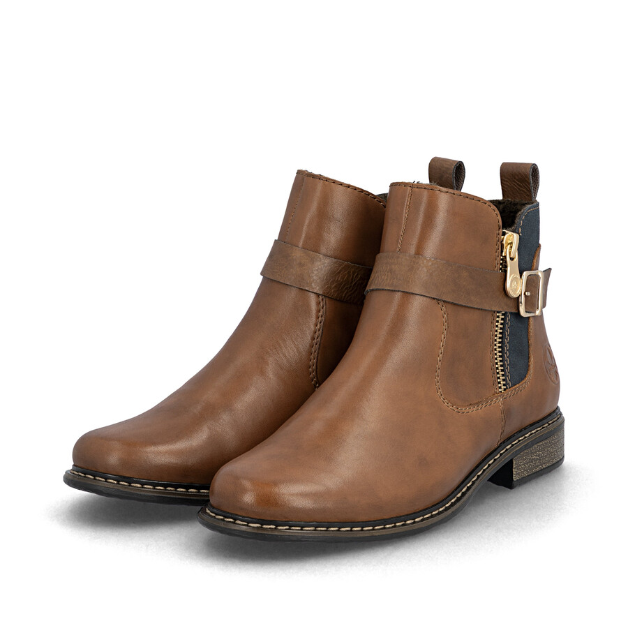 braune damen-stiefel mit reißverschluss rieker z4959-22