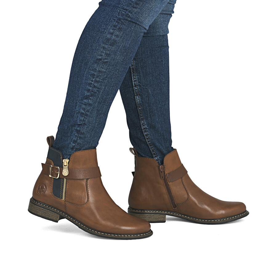 braune damen-stiefel mit reißverschluss rieker z4959-22