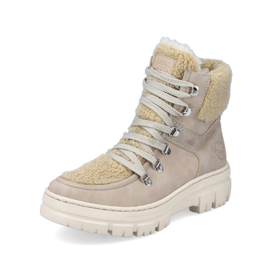 beige damen-stiefeletten mit reißverschluss rieker z7430-62