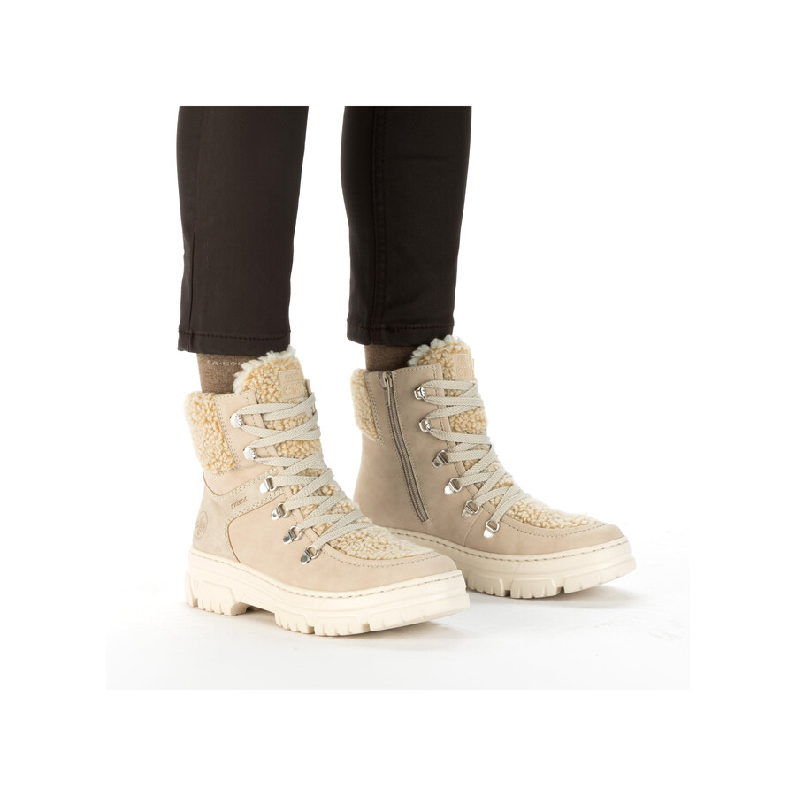 beige damen-stiefeletten mit reißverschluss rieker z7430-62